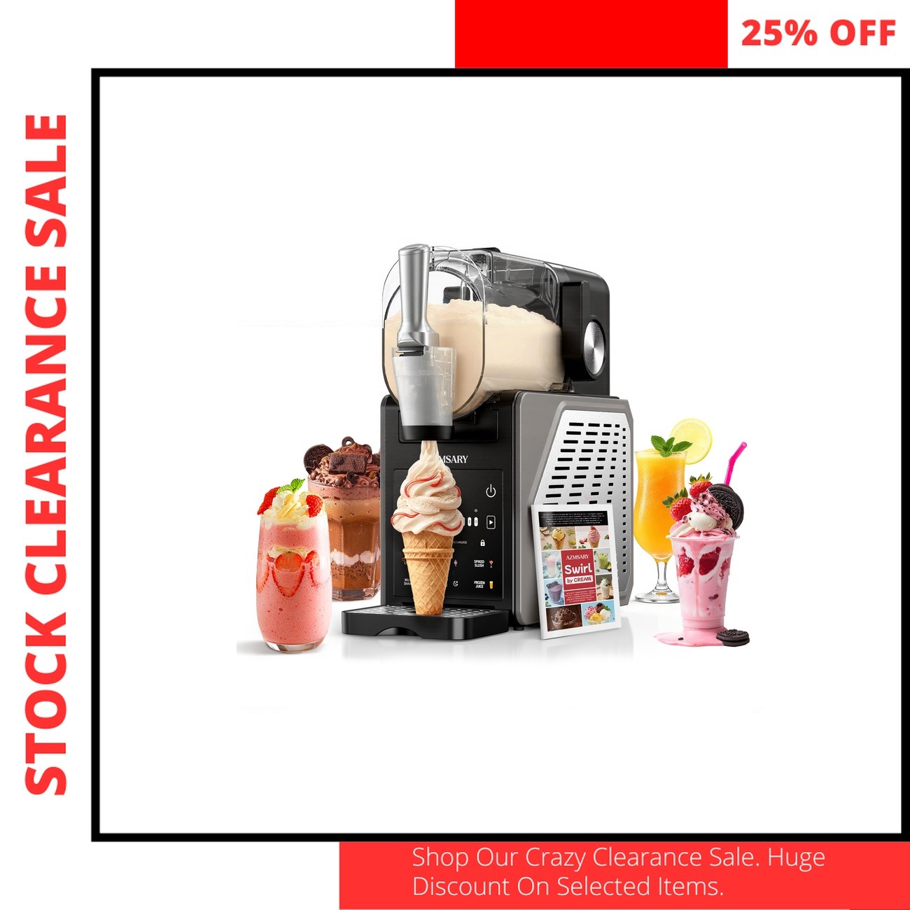 Slushie Machine 85oz Ice Cream Maker LED Programs