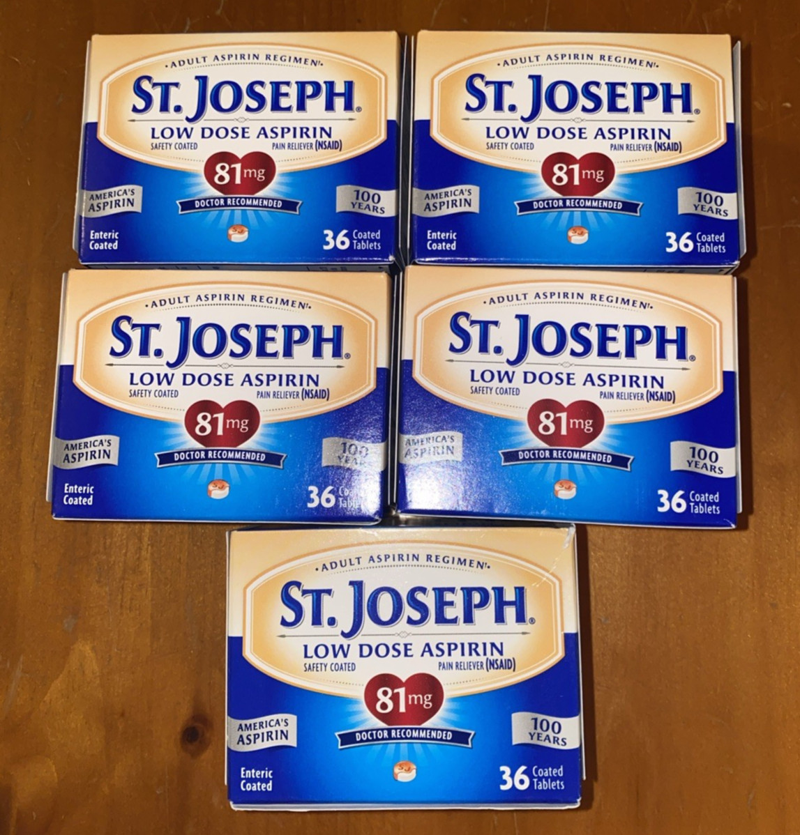 (LOT OF 8) St. Joseph Low Dose Aspirin Pain Reliever 81mg 36 Tablets Exp 1/2027+