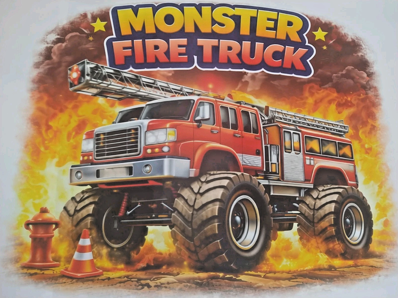 Monster Trucks Fire Truck Pillowcase Kids Bedroom Decor Standard