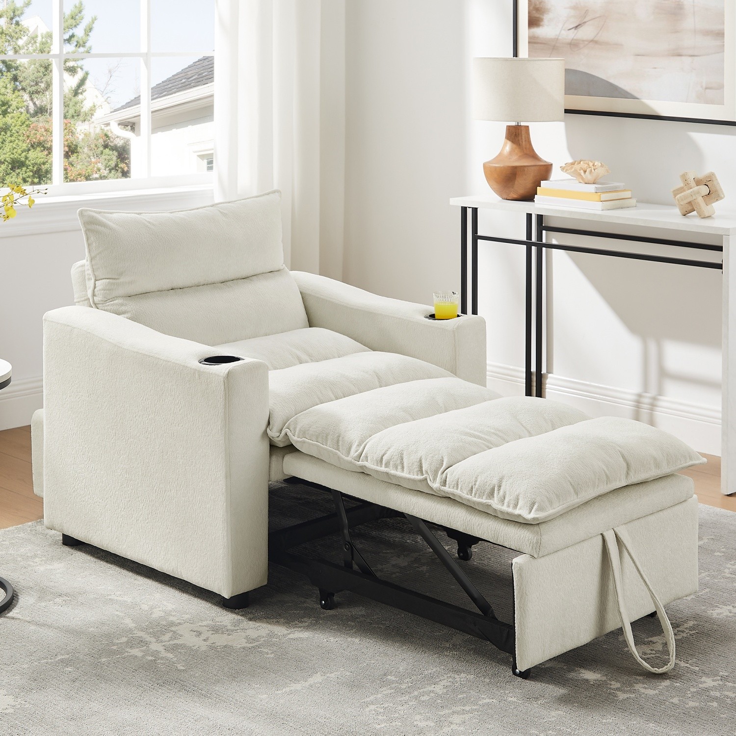 3 in 1 Convertible Sofa Bed Modern Velvet Folding Adjustable Sleeper Sofa Chairs