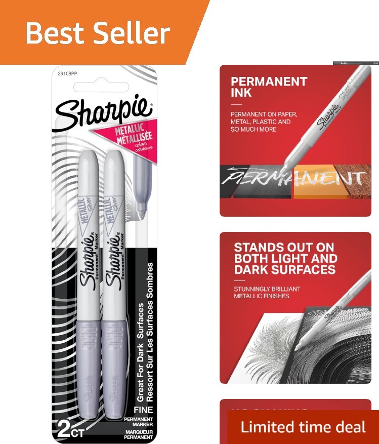 Quick-Drying 2-Pack Silver Metallic Permanent Markers for Ultimate Creativity