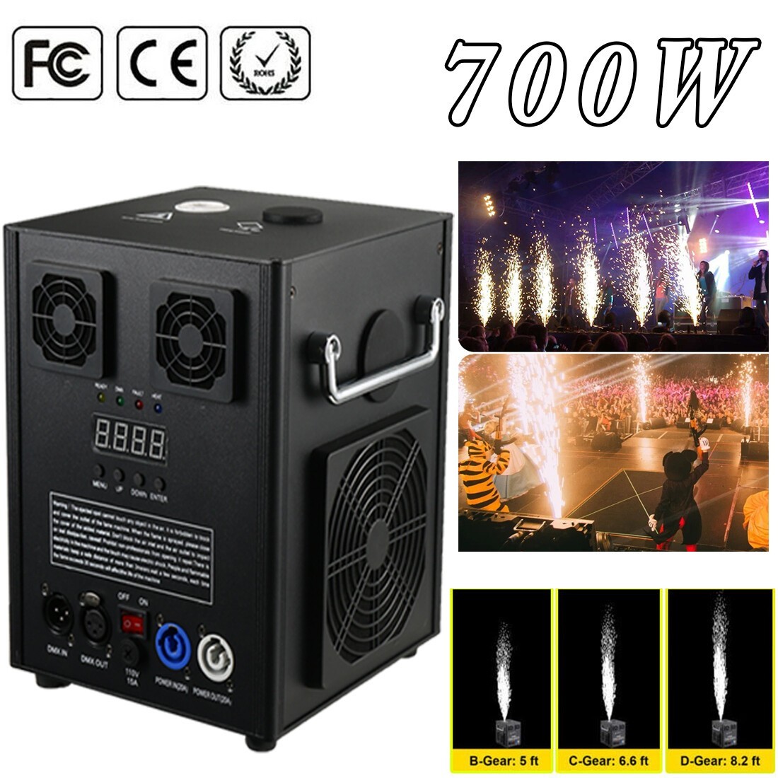 700W Cold Spark Machine Party Stage Sparkle DJ Party Wedding Show W/ Remote