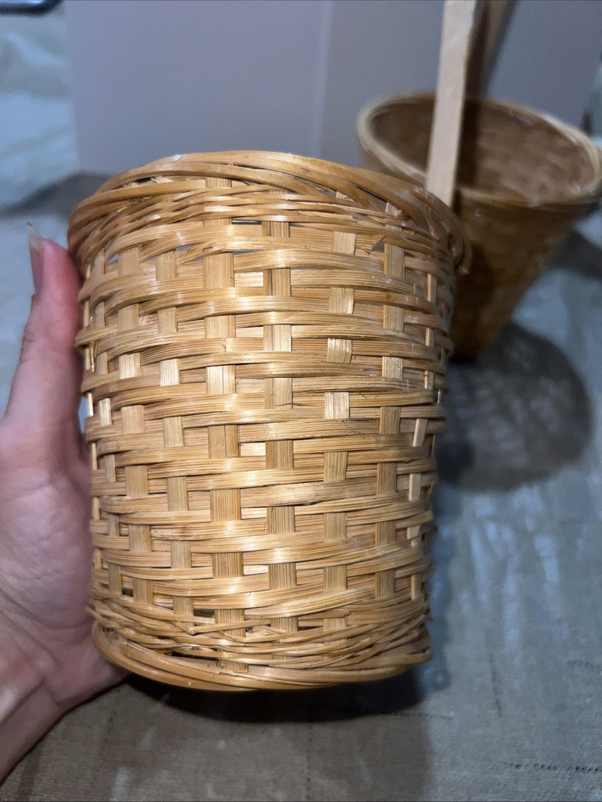 Boho Baskets Wall Hanging Set 2 Stick Decor