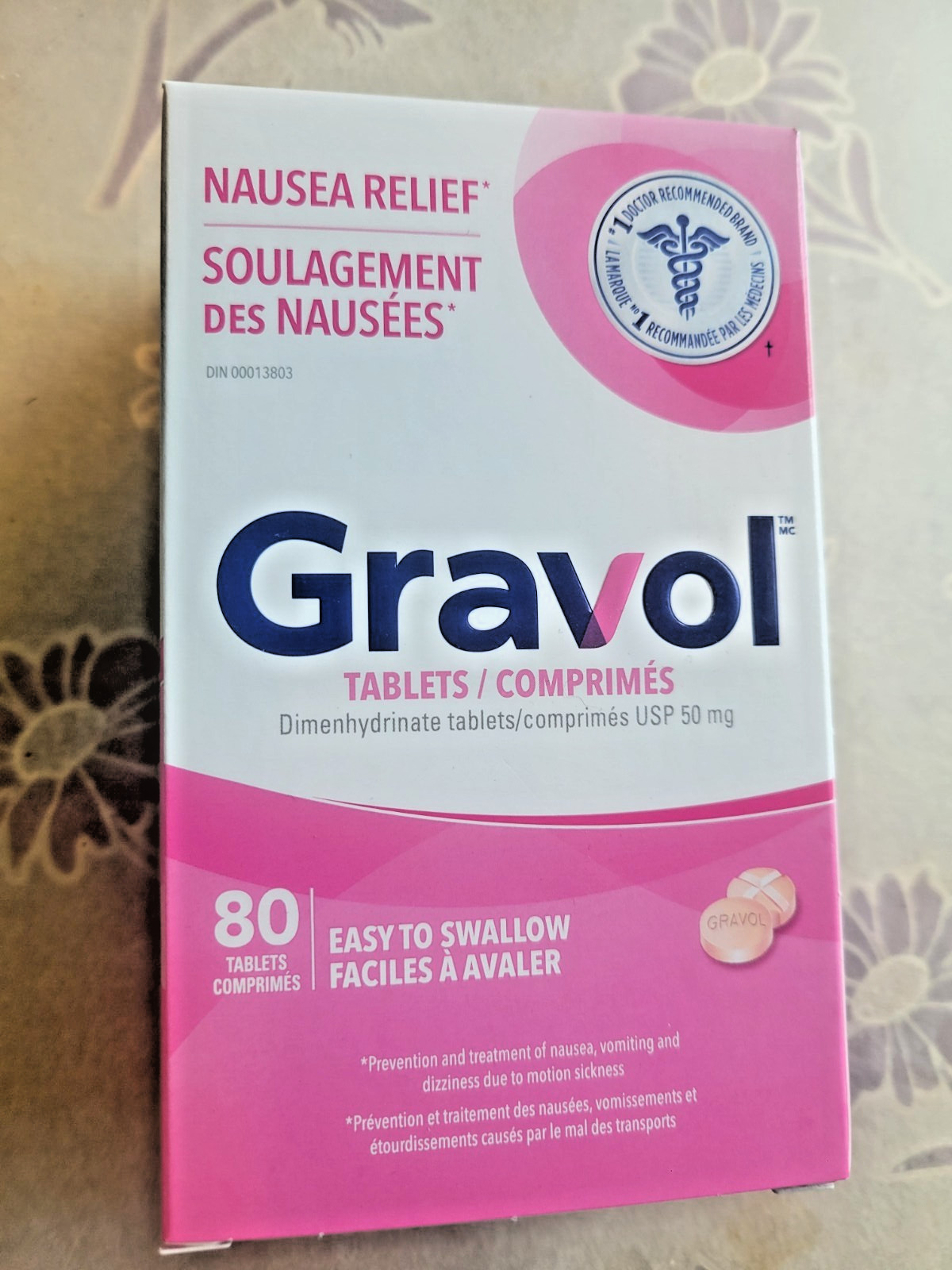 Gravol Easy to Swallow Tablets 50mg - 80 Tablets - Nausea Relief exp oct 2027
