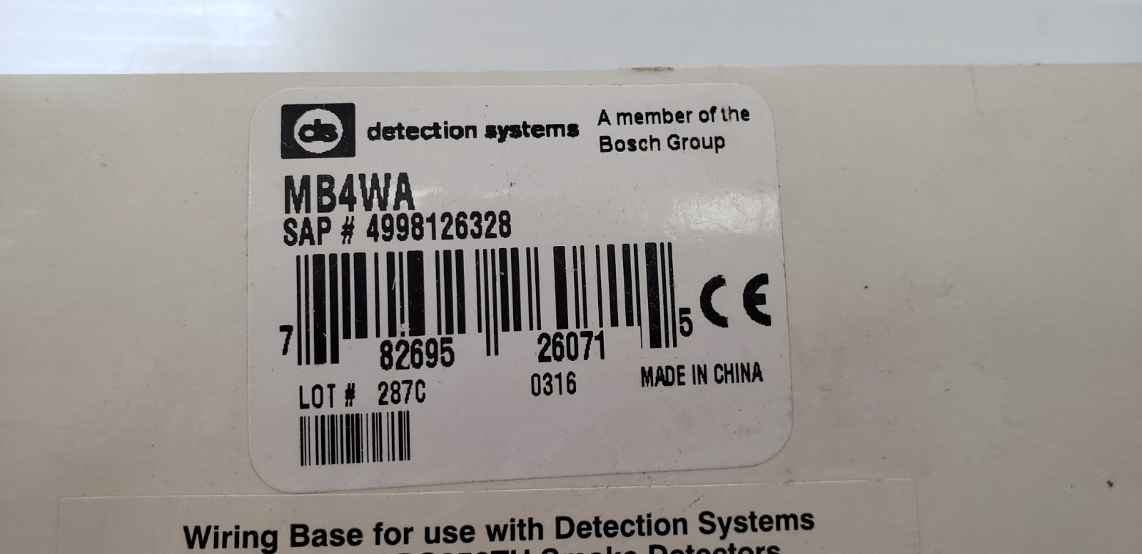 DETECTION SYSTEMS MB4WA 4-WIRE SMOKE DETECTOR BASE, NIB