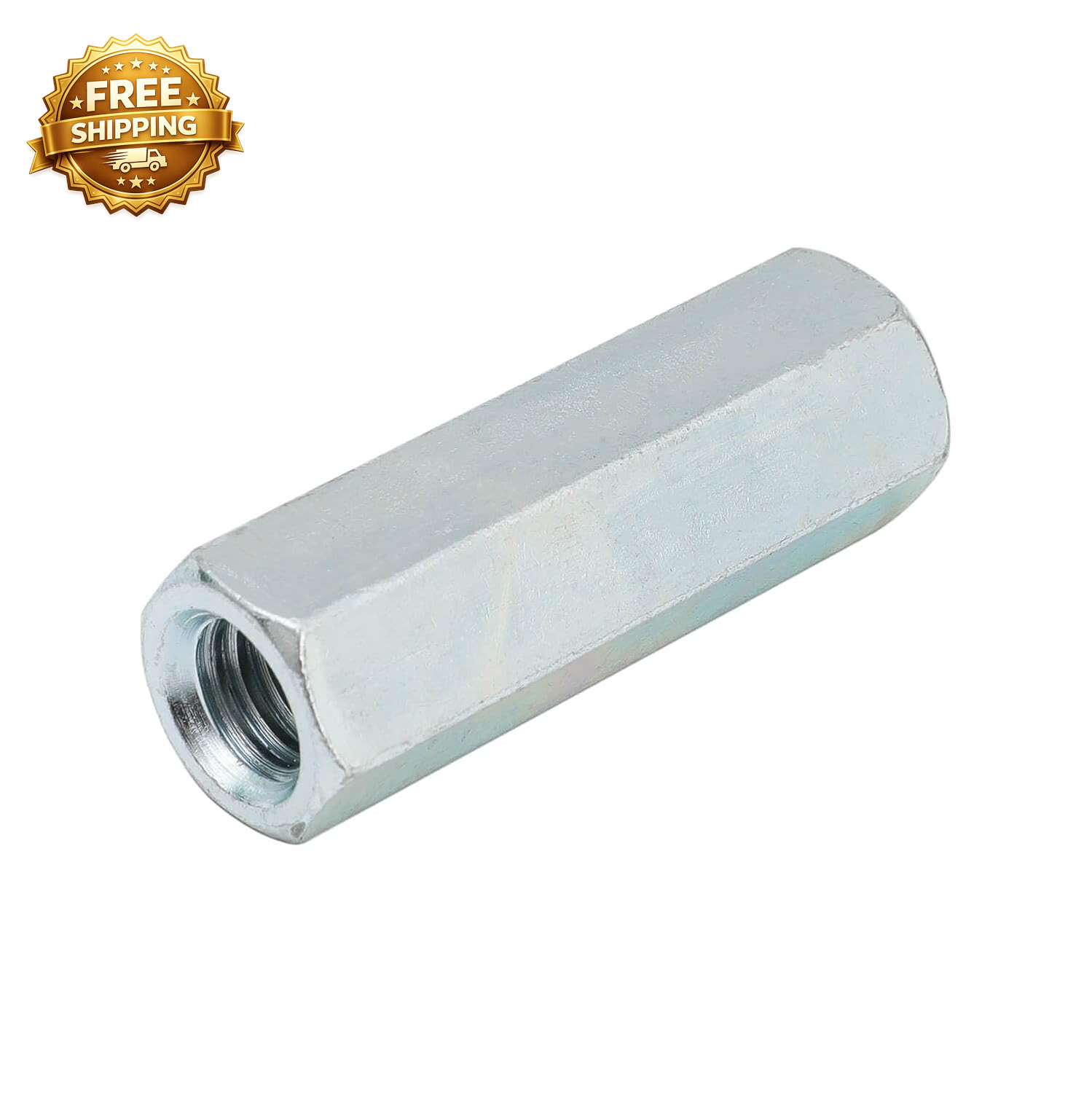 50 Packs 1/4"-20 UNC Threaded Hex Rod Coupling Nuts Low Carbon Steel with Zinc