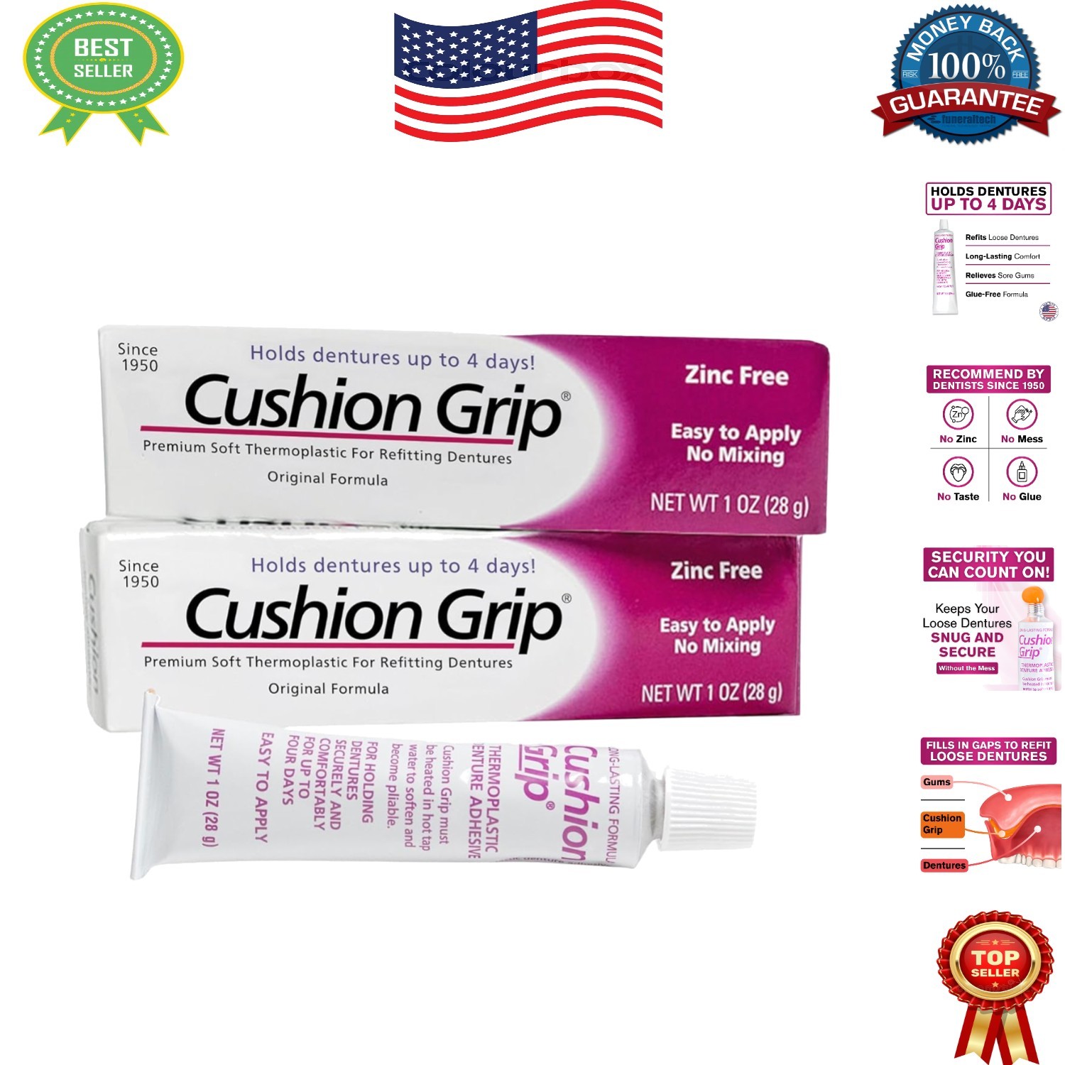 Secure Denture Adhesive 2-Pack – Waterproof, Easy Application & All-Day Hold