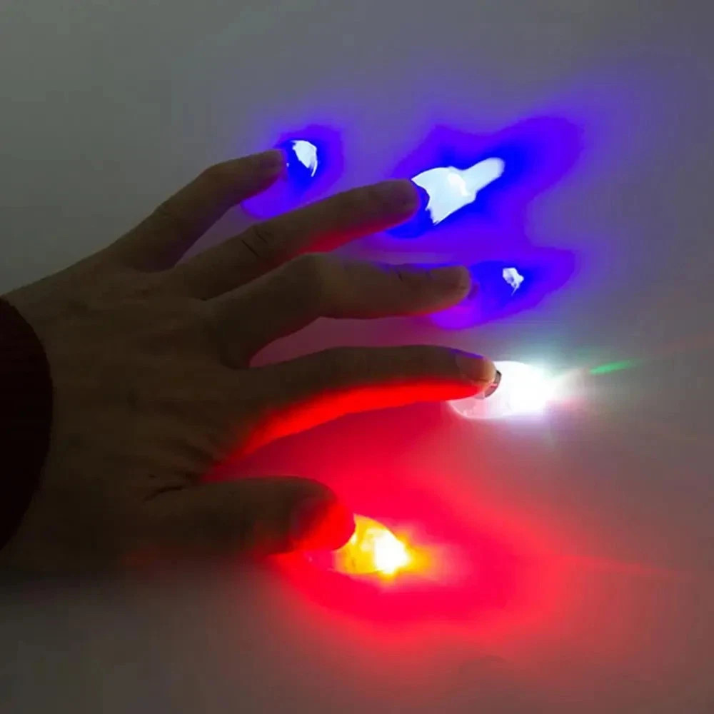 2PCS Fake Thumb Tips Magic Trick Light Up Fingers Prank Prop