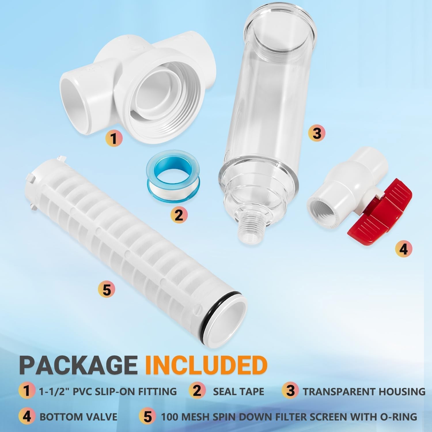 Spin Down Sand Separator 100 Mesh 1.5 Inch PVC Slip 50GPM for Well System Water