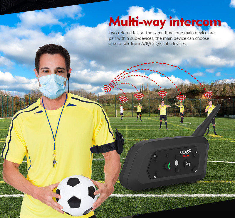 Referee Communication Headset Motorcycle Bluetooth Intercom Interphone V6C