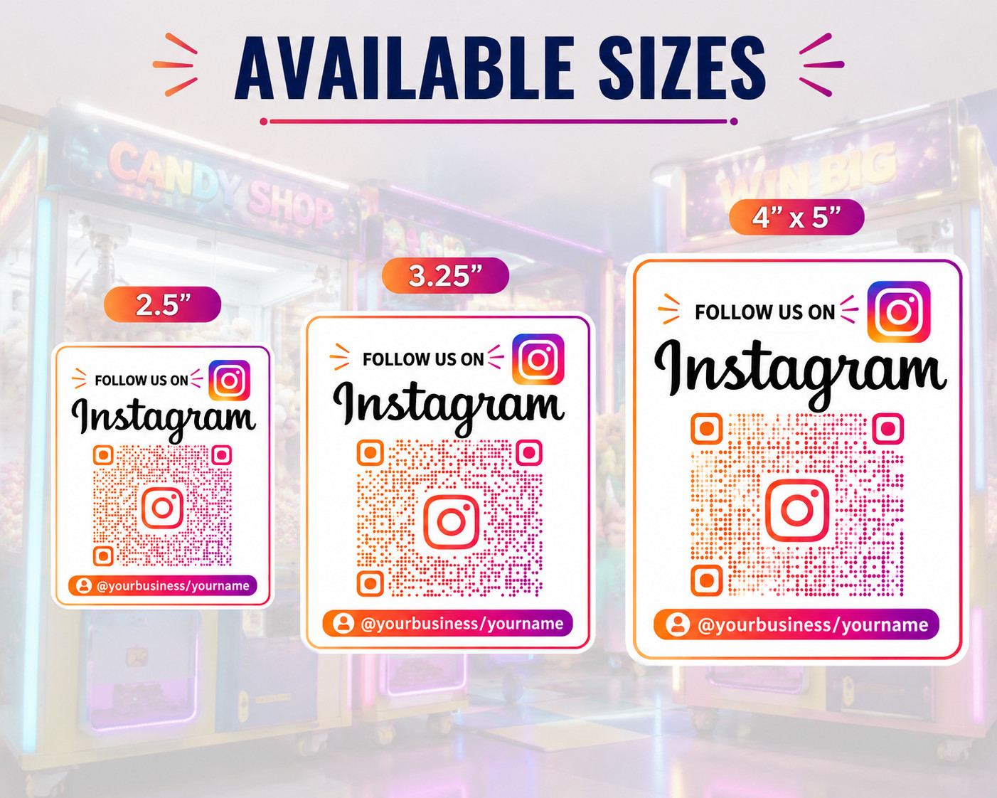 Custom Instagram QR Code Vending Machine Sticker Label | CRANE / CLAW Soda Snack