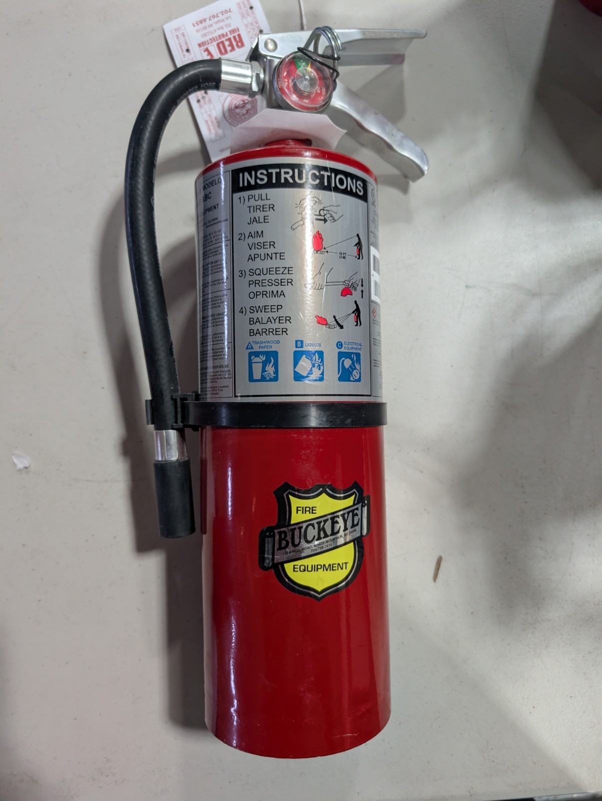 Buckeye fire extinguisher inbox model 5 HI SA40 ABC