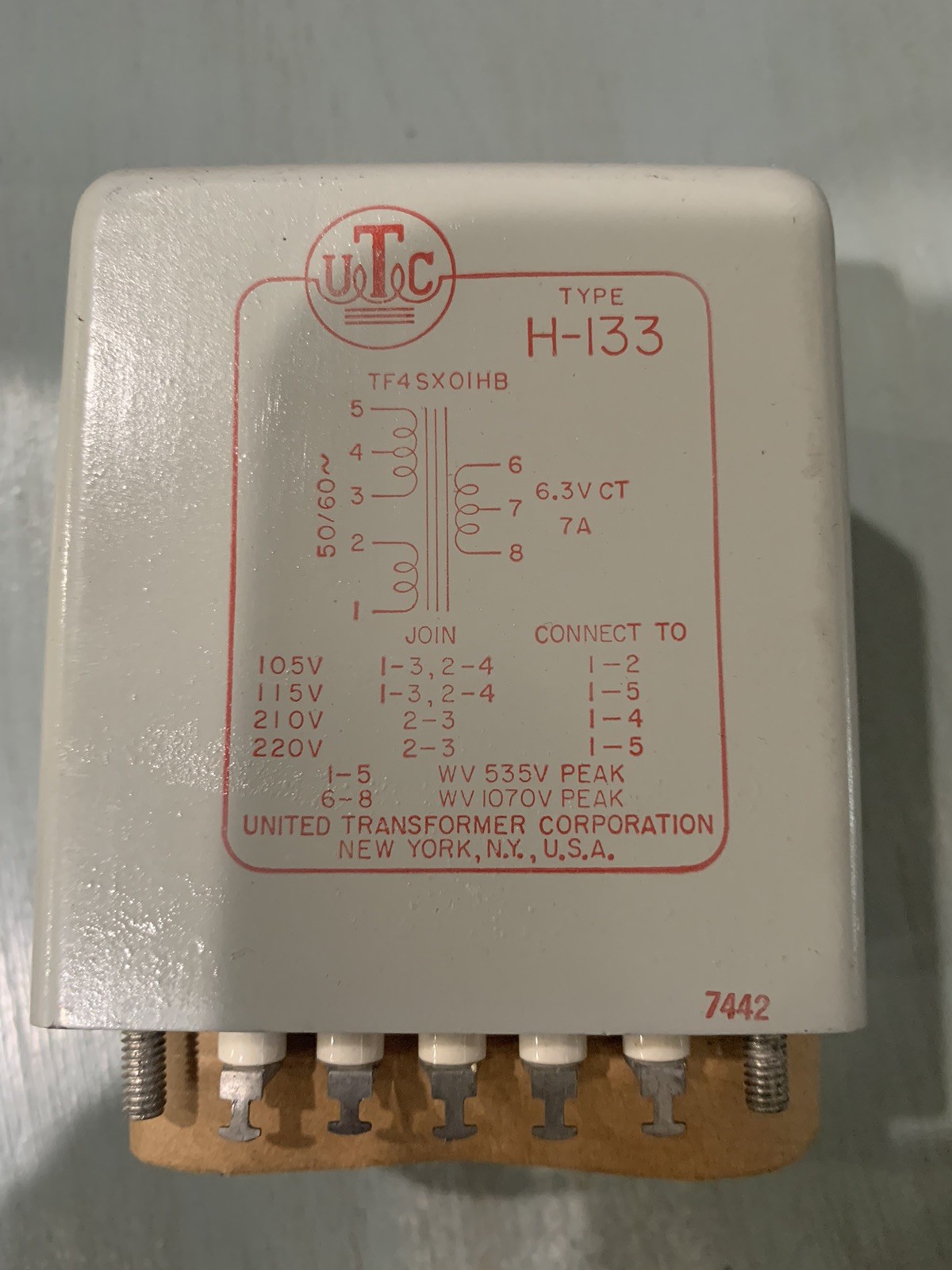 UTC H 133 Filament Transformer Tube Audio Vintage