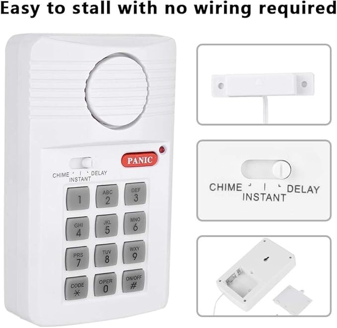 Loud  Door Alarm Security Pin Panic Keypad for Home Office Garage Shed