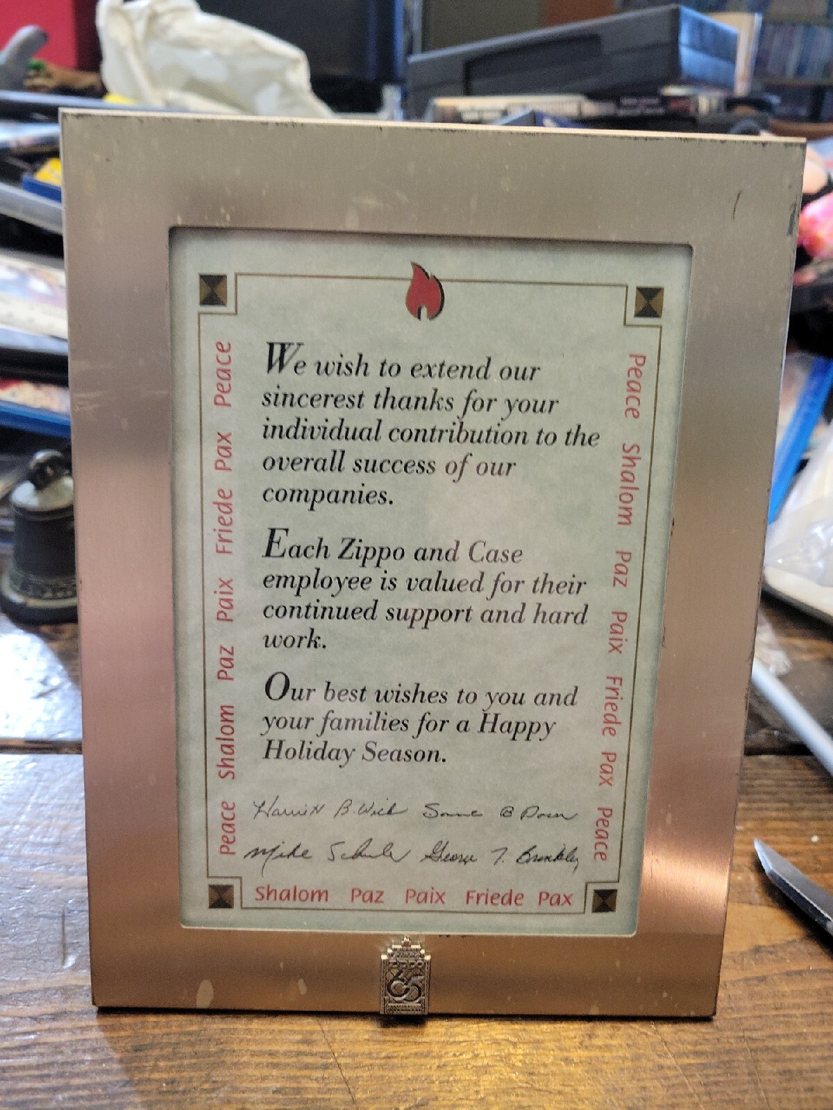 zippo 65th anniversary Employee picture frame.