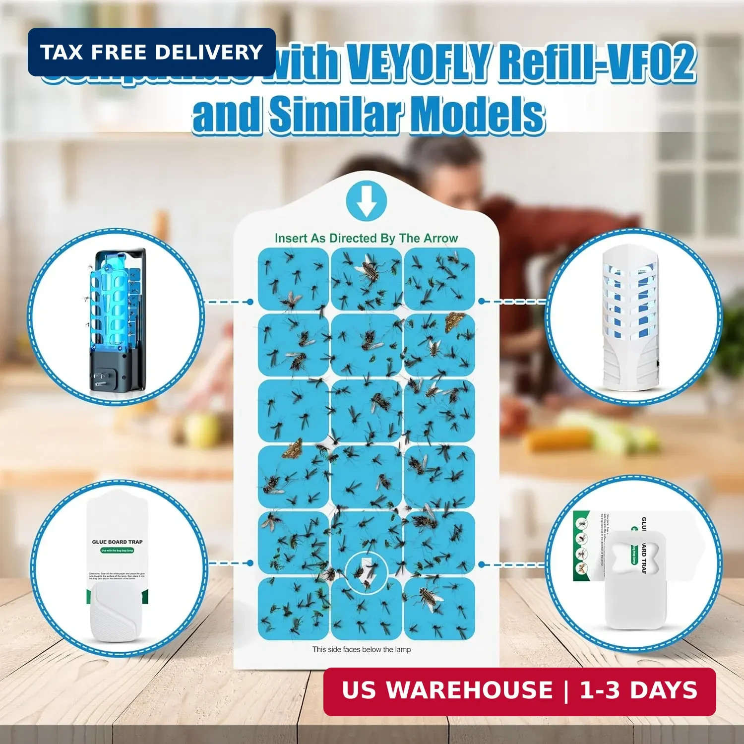 12 Pack Flying Insect Trap Refill Compatible with VEYOFLY Fly Trap LAMP