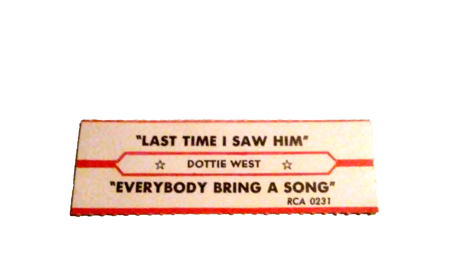 JUKEBOX TITLE STRIP (1) DOTTIE WEST-LAST TIME I SAW HIM/EVERYBODY BRING A -L@@K!