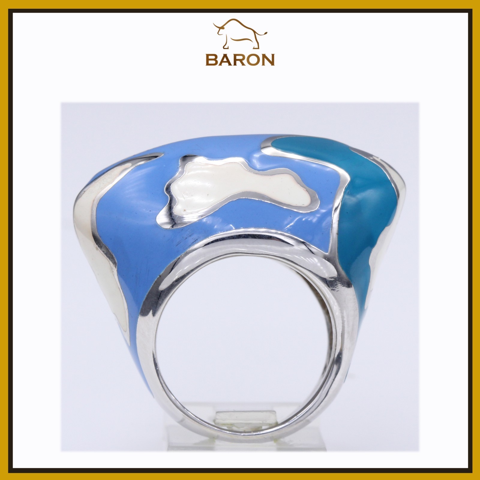 ARTIST RING SILVER 925 ITALY MADE INSPIRED BY FAMOUS ARTIST ENAMEL RING SIZE 7