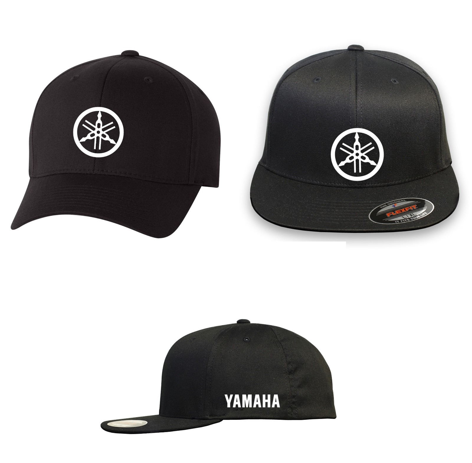 MOTORCYCLE RIDING YAMAHA CURVED OR FLAT BILL  FLEXFIT HAT *FREE SHIPPING in BOX*