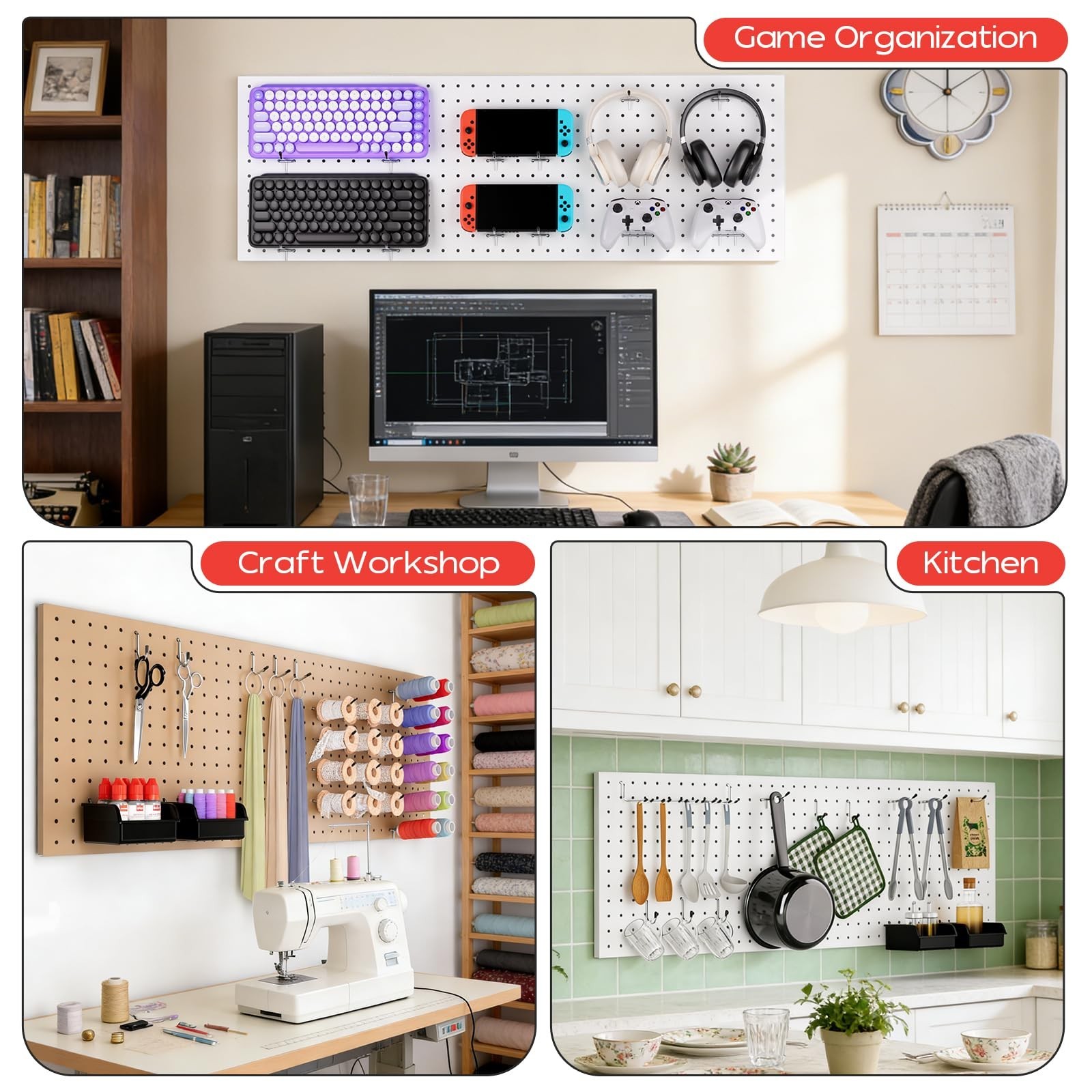 278PCS Upgraded Pegboard Hooks Assortment, Peg Board Organizer Accessories wi...