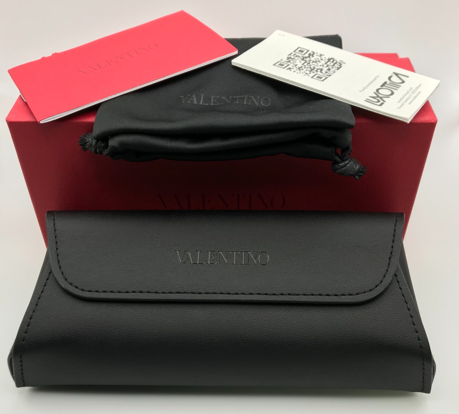 New Authentic Valentino Red Black Eyeglasses Case Cleaning Cloth