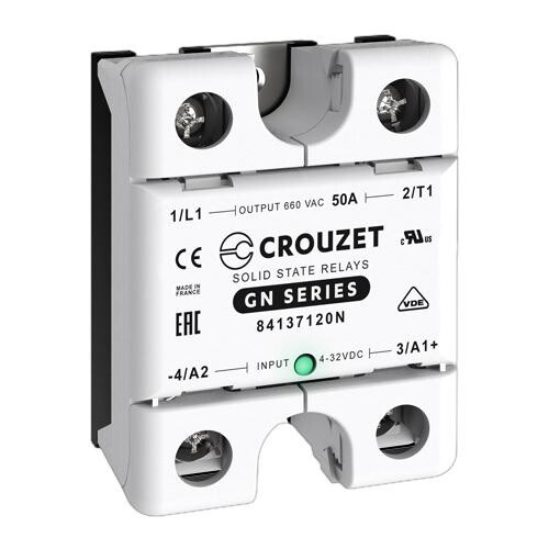 84137120N, CROUZET, Ssr, Gn, Single Phase  Panel Mount, 50A, In  4-32 Vdc