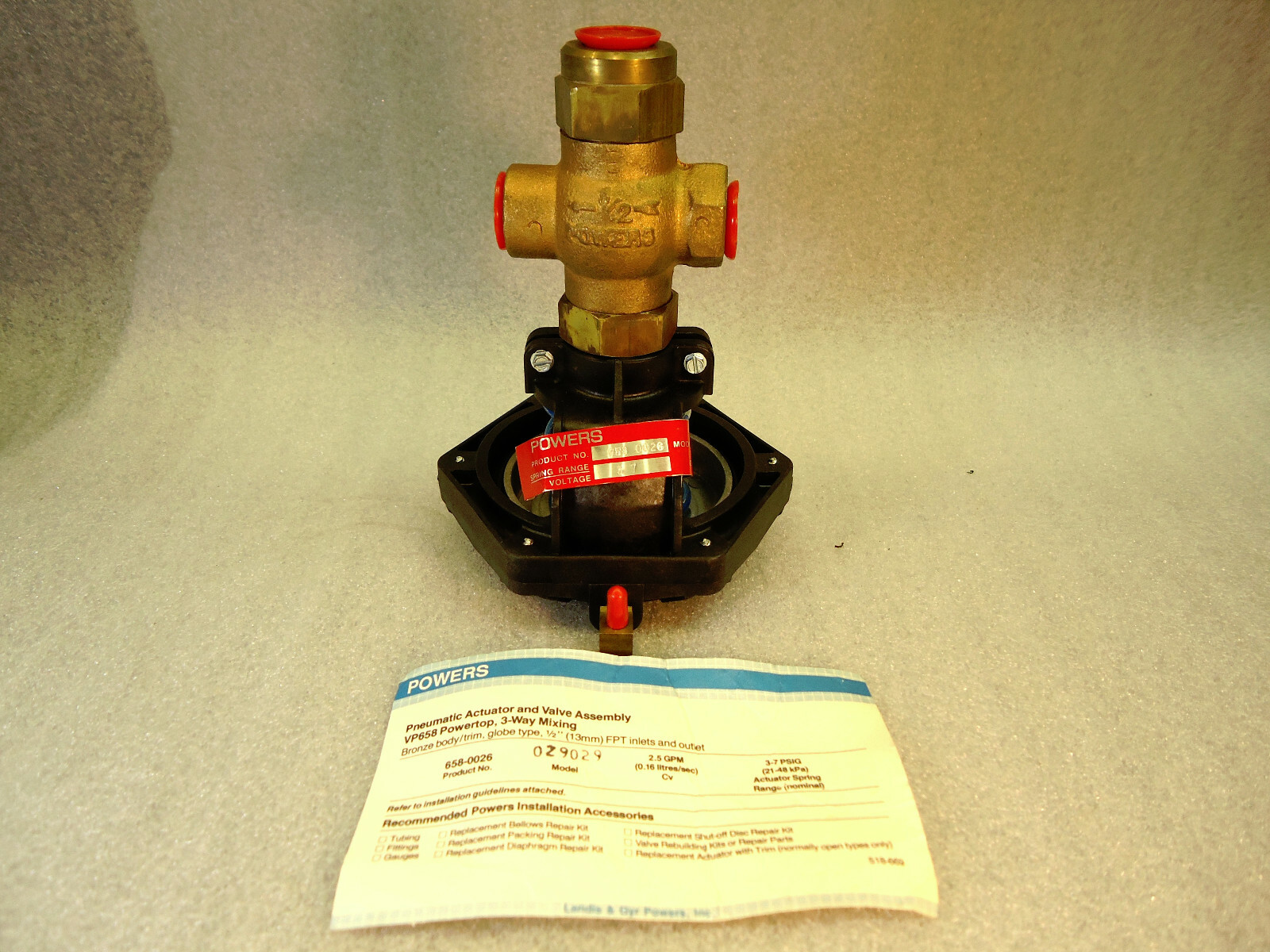 NEW LANDIS & GYR POWERS SIEMENS 658-0026 VP658 PNEUMATIC ACTUATOR & VALVE ASS'Y