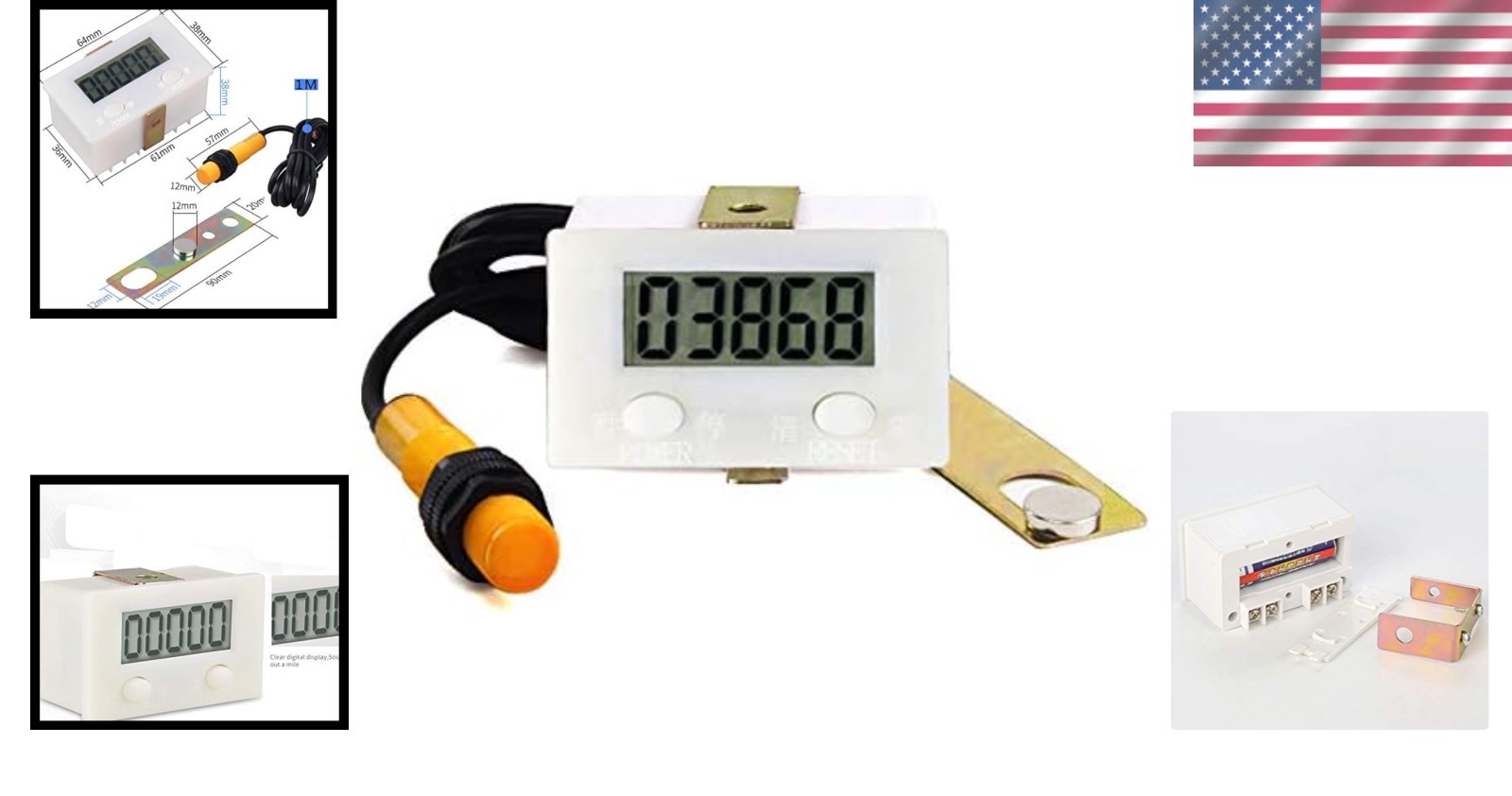 Precision LCD Digital 5-Digit Counter with Proximity Switch & Magnetic Mount