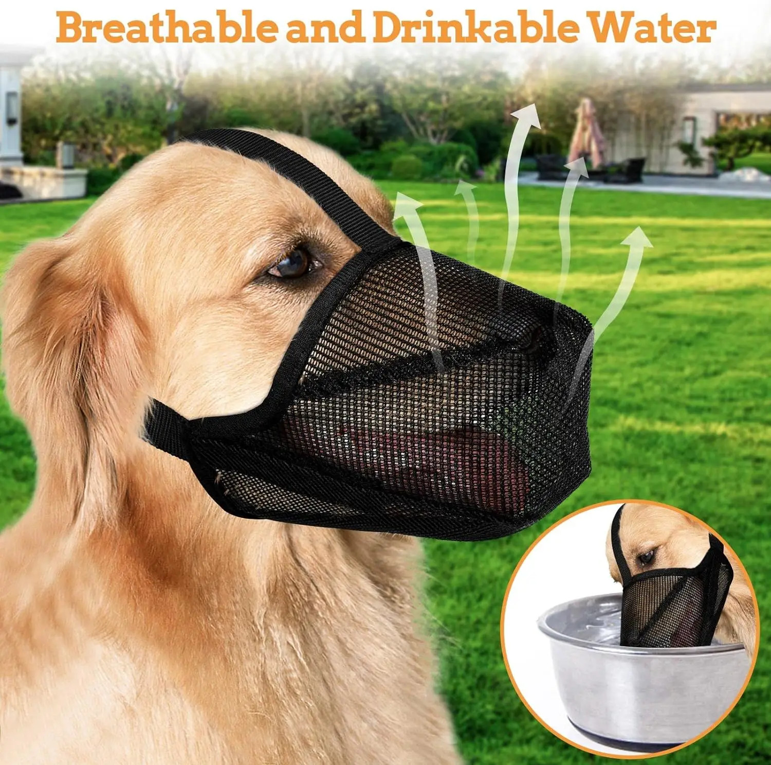 Dog Muzzle, Soft Mesh Covered for Bait Protection with Adjustable Str.