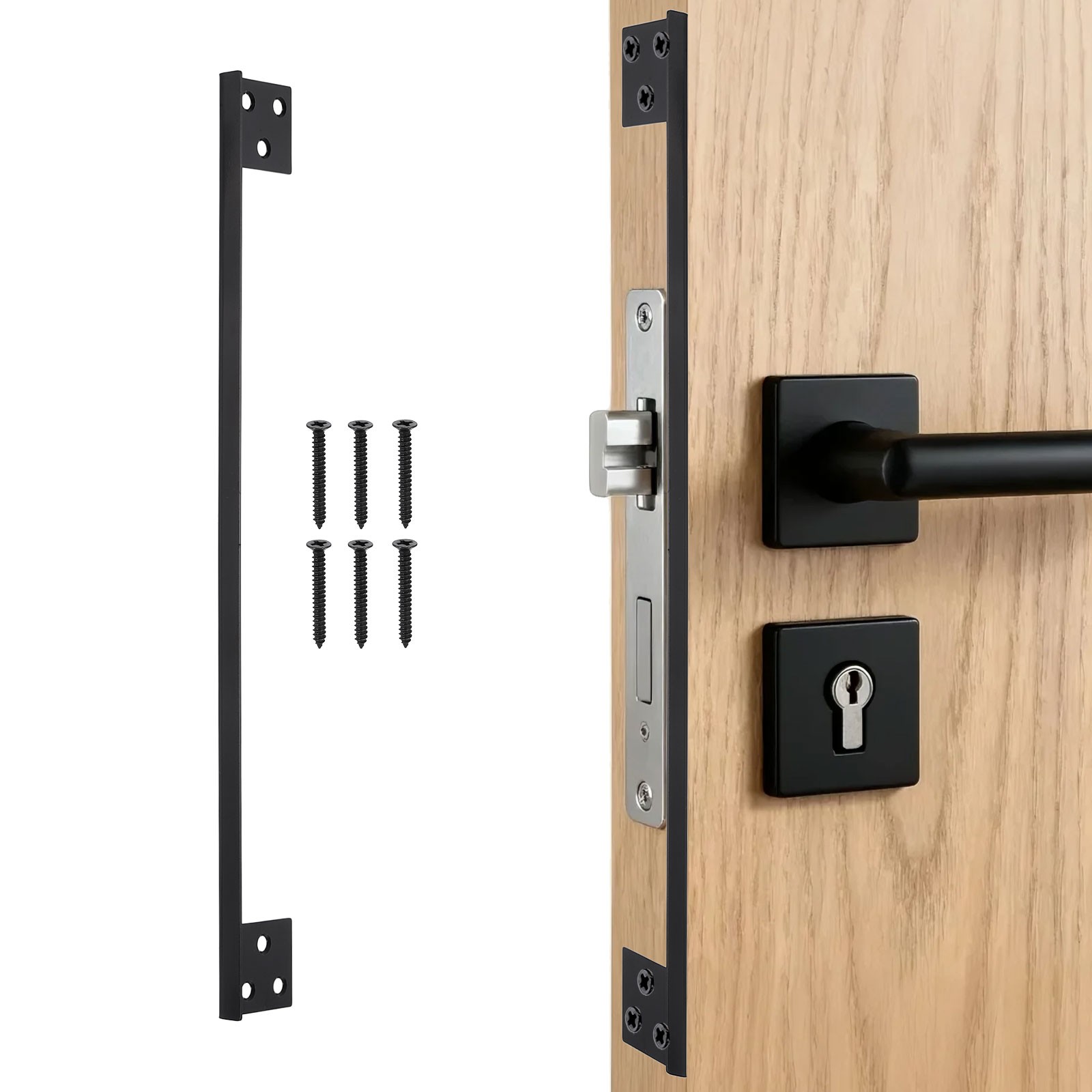 Door Latch Guard Plate, 11" Door Security Protector Shield, Black