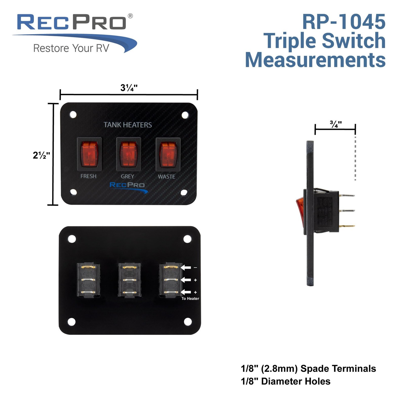 RV Toggle Switch | Tank System Control Panel | Gang Kit System | Heating Pad ...