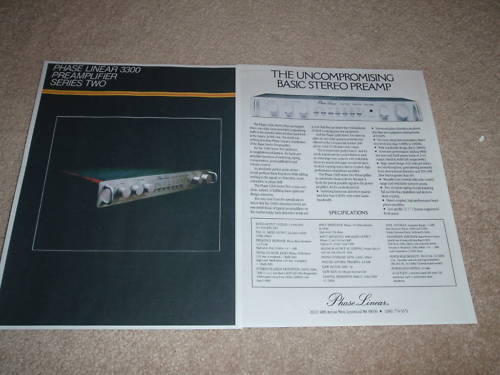 Phase Linear 3300 Preamp II Brochure, 2 pgs, 1979