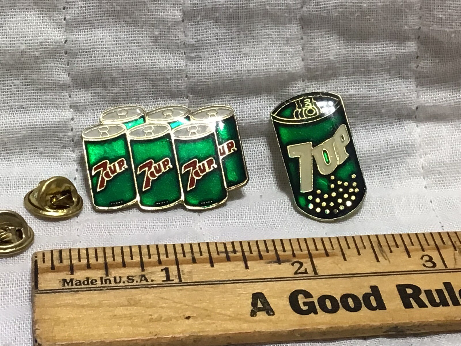 Vintage 7 Up Can And 6 Pack Lot  Of 2 Pinback Lapel Pin Hat Pin Enamel