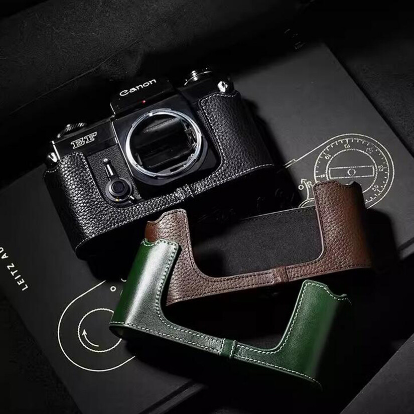 New Genuine Leather Half Camera Case Bag Cover Handmade For Canon EF Film Camera