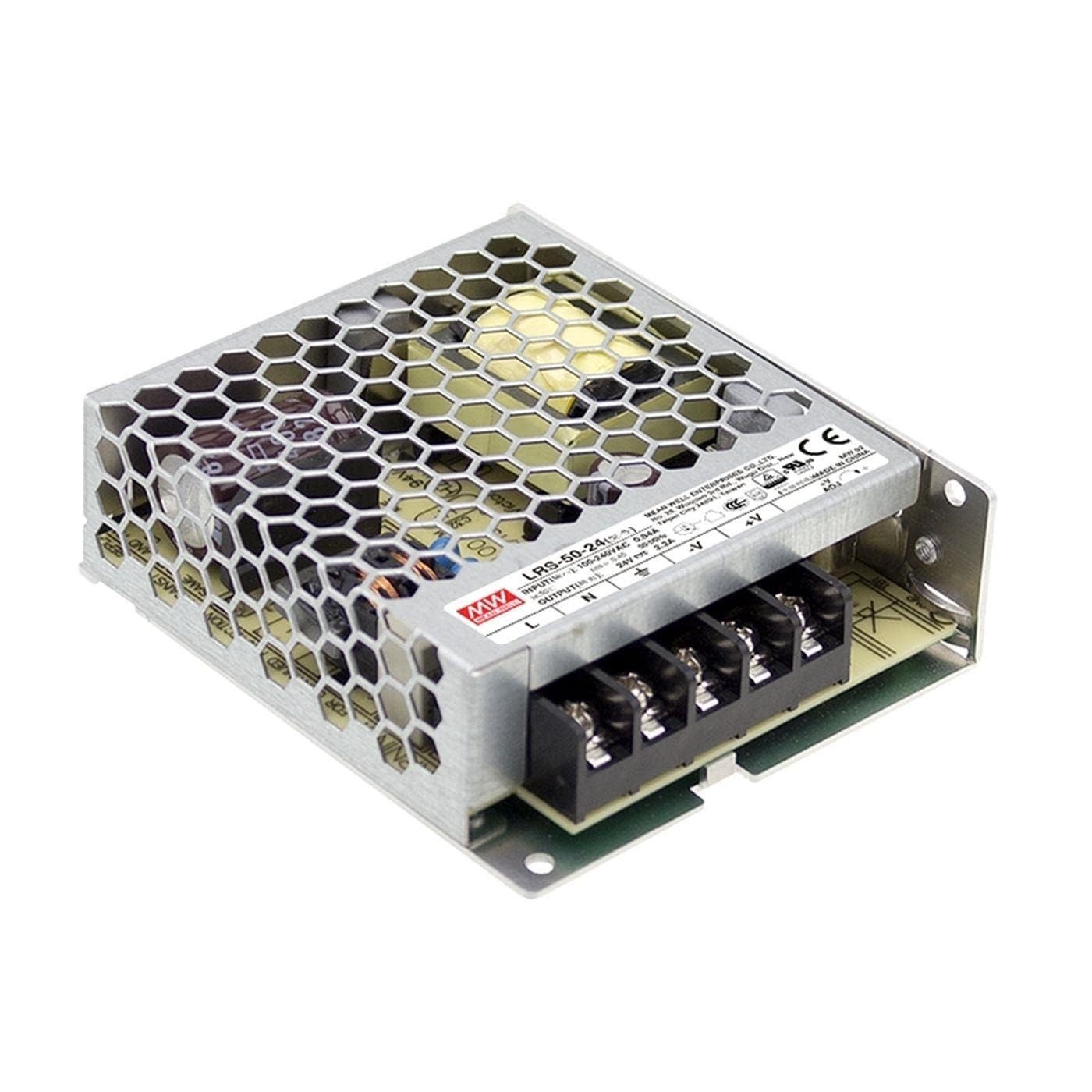 Mean Well LRS-50-24 Switching Power Supply, Single Output, 24V, 2.2A, 52.8W,...
