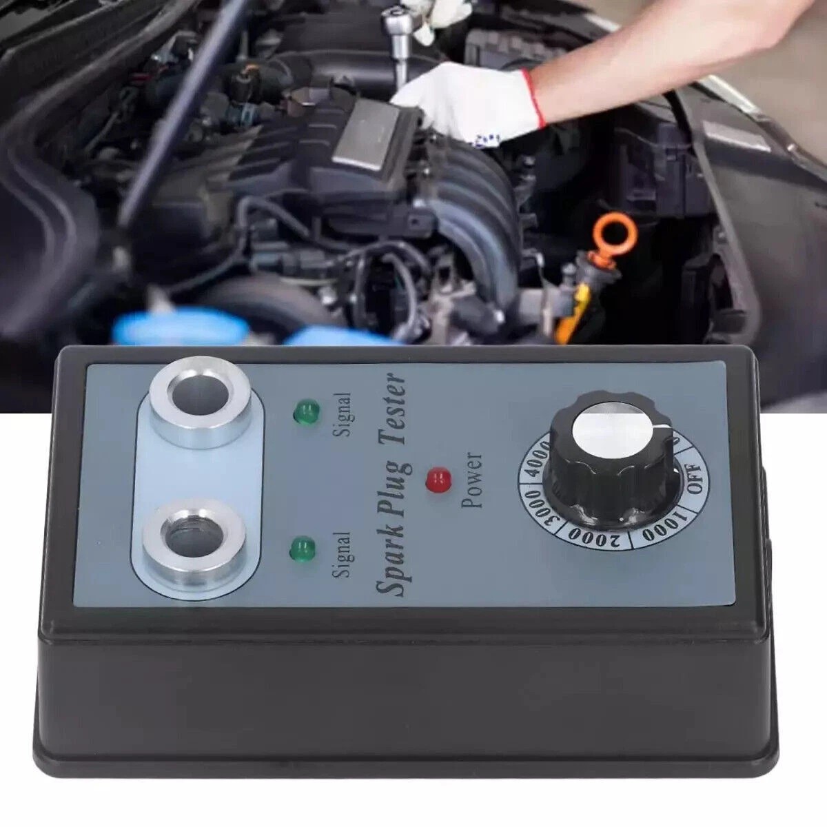 12V Spark Plug Tester Dual Hole Diagnostic Tool Gasoline Car Ignition Analyzer