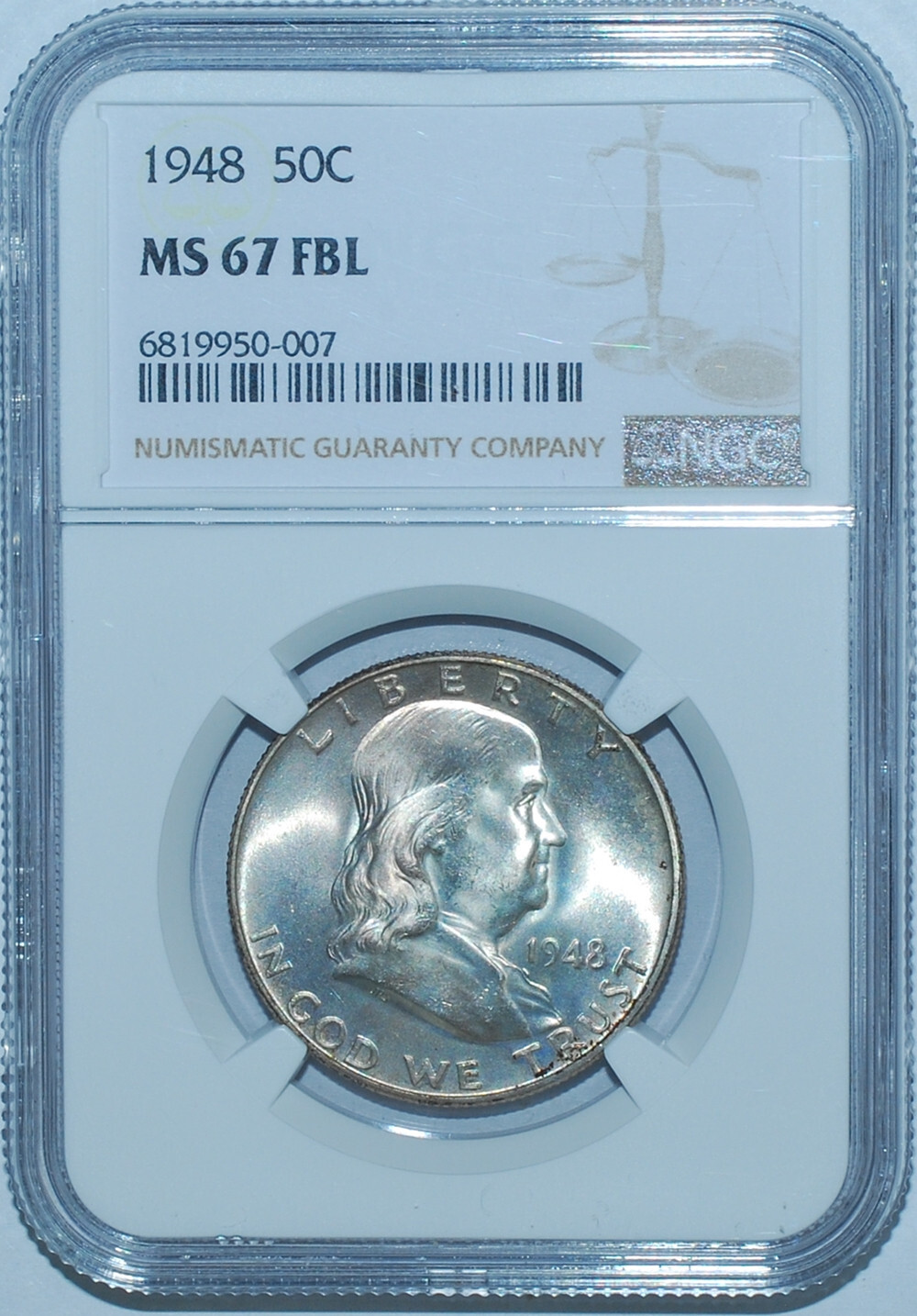 1948 NGC MS67FBL Full Bell Lines Franklin Half Dollar
