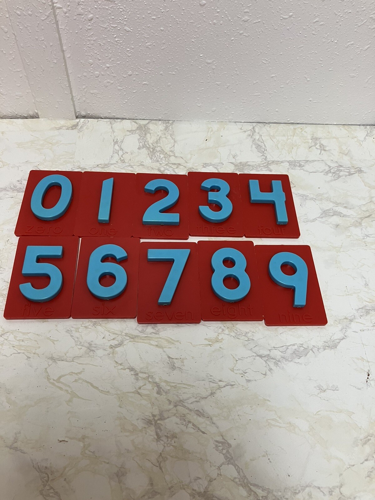 Vintage Math Manipulative Tiles With Pegs And Matching Numbers 0-9 Educational