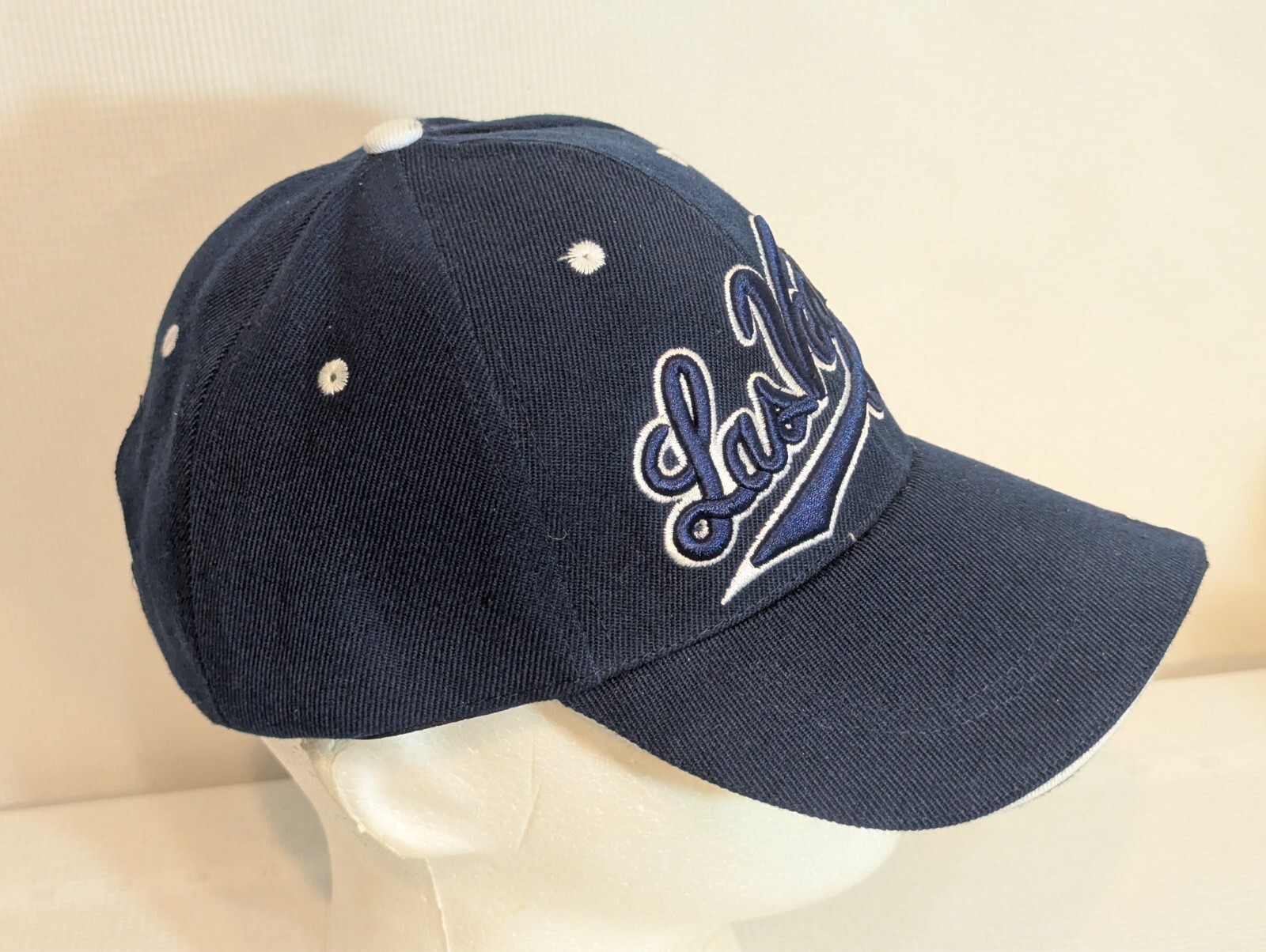 Las Vegas Navy Blue Embroidered Baseball Hat Cap Hook & Loop VG+ Canvas Vented +