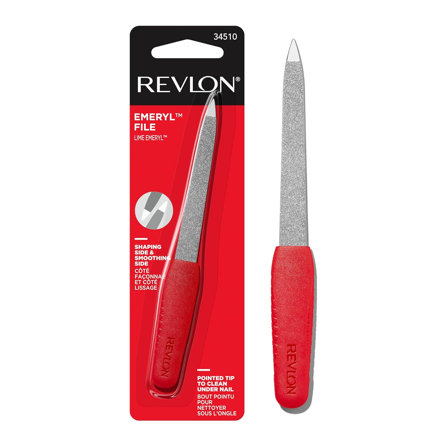 Emeryl File, Metal Nail Filer With Easy Grip Handle & Double-Sided Fingernail Bu