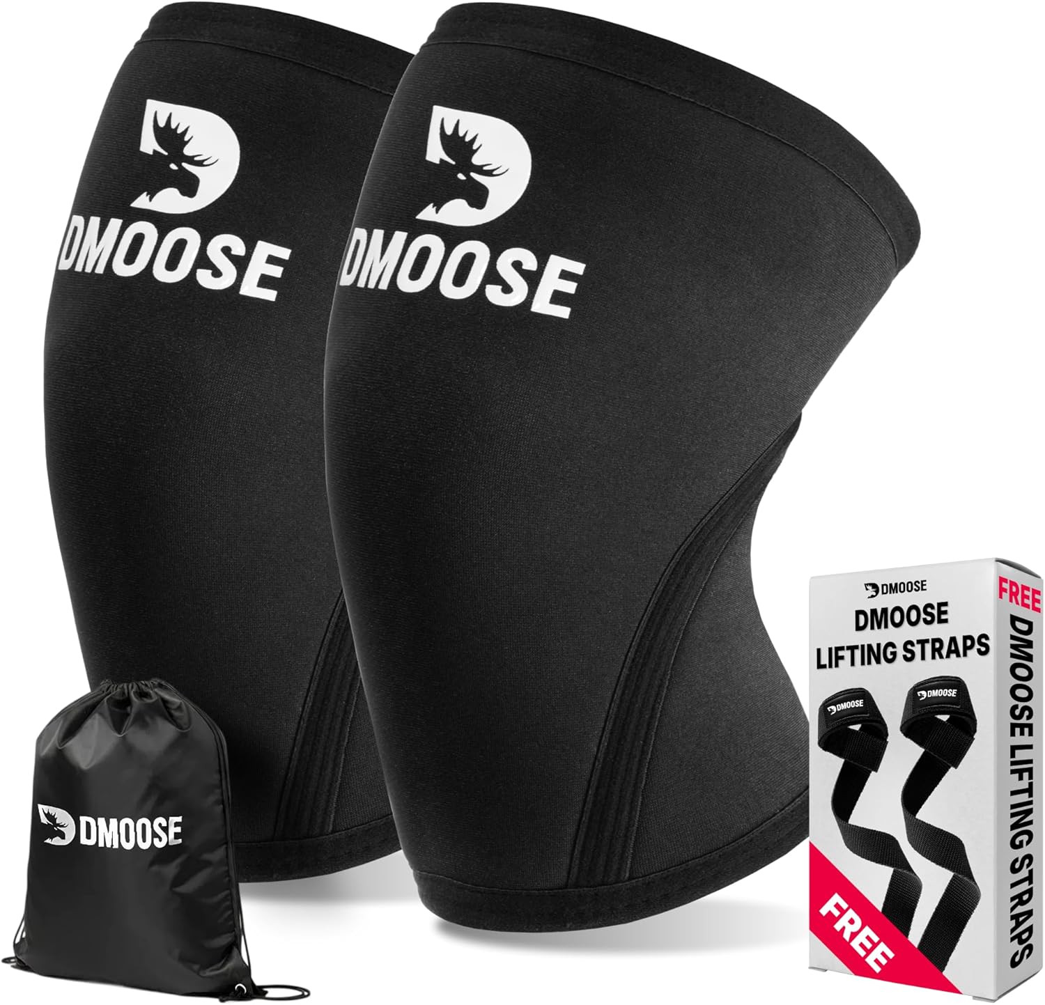 DMoose Knee Sleeves 78” Weightlifting Pair Squat Support Knee Wrap Gym Large New
