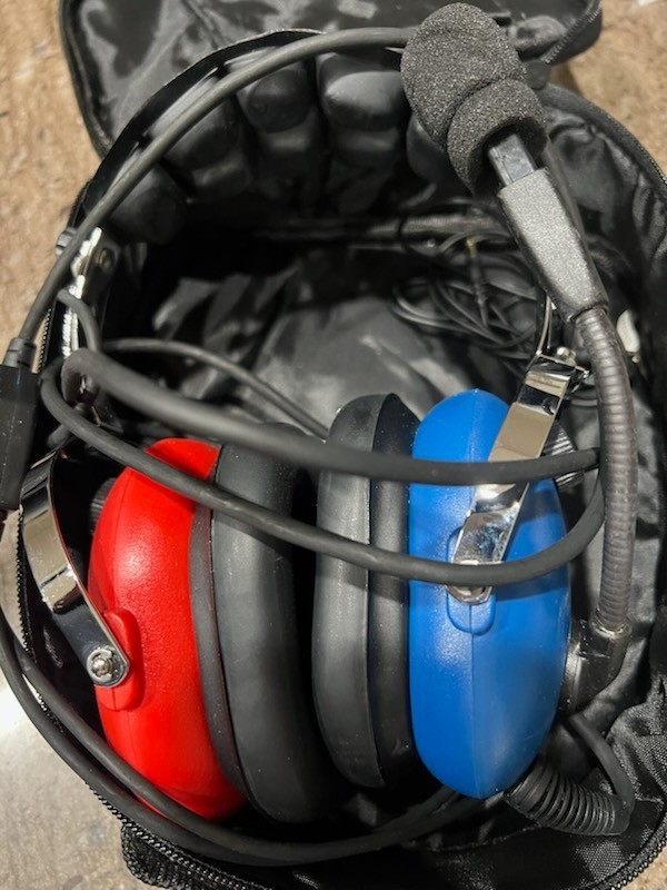 Pilot USA PA-1151ACB Aviation Headset Red/Blue Dual Color w/ Mic & Dual Plugs