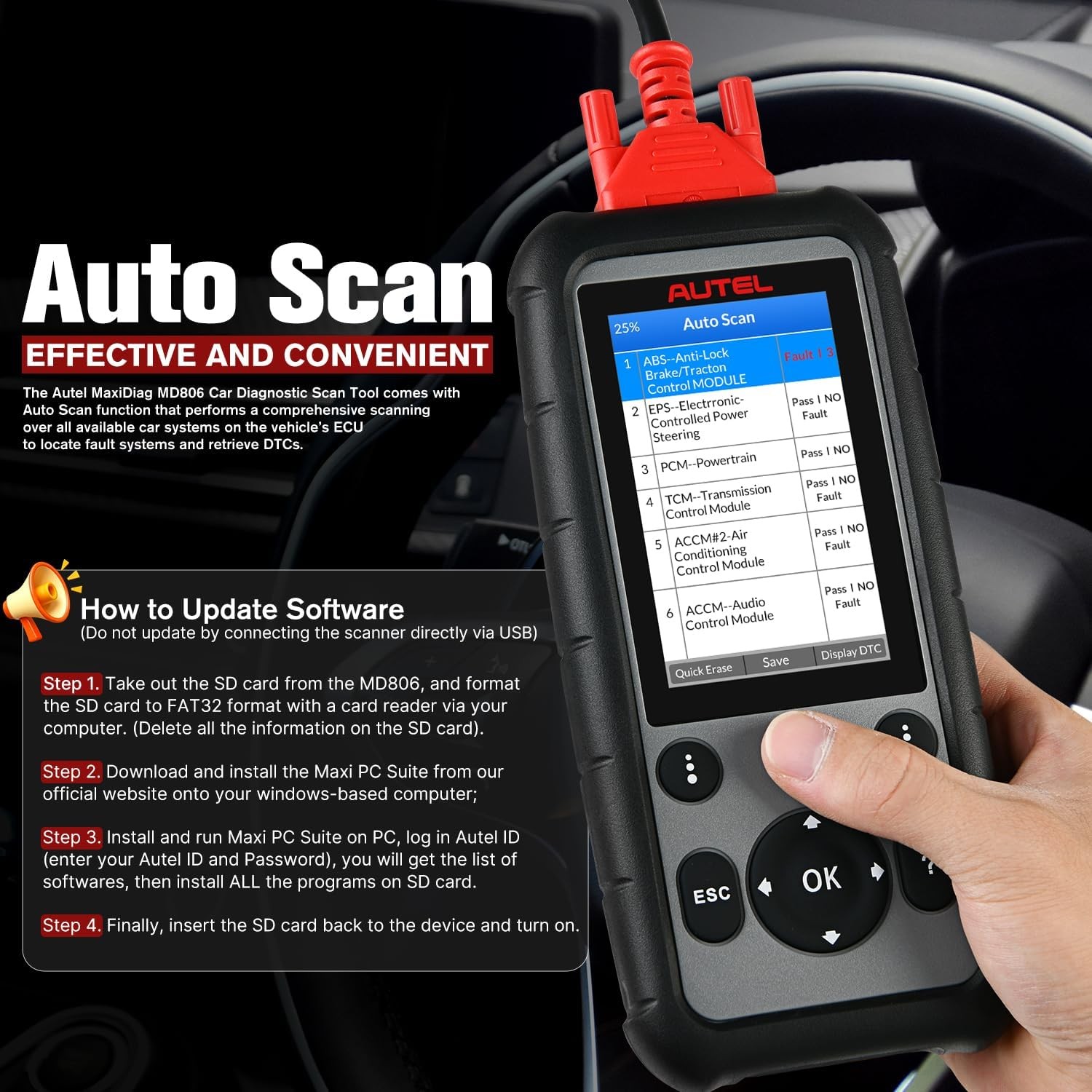 Autel MaxiDiag MD806 OBD2 Scanner ABS SRS Engine Transmission Diagnostic Scanner