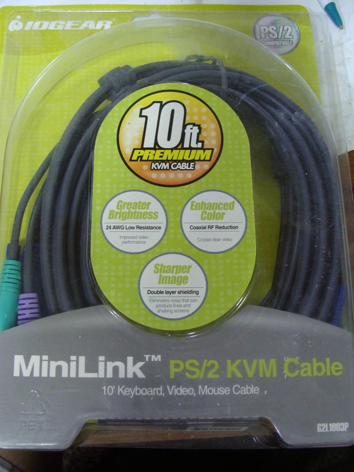 MiniLink 10' ft KVM Switch Cable G-2LIOO3P VGA / PS2 Keyboard / Mouse
