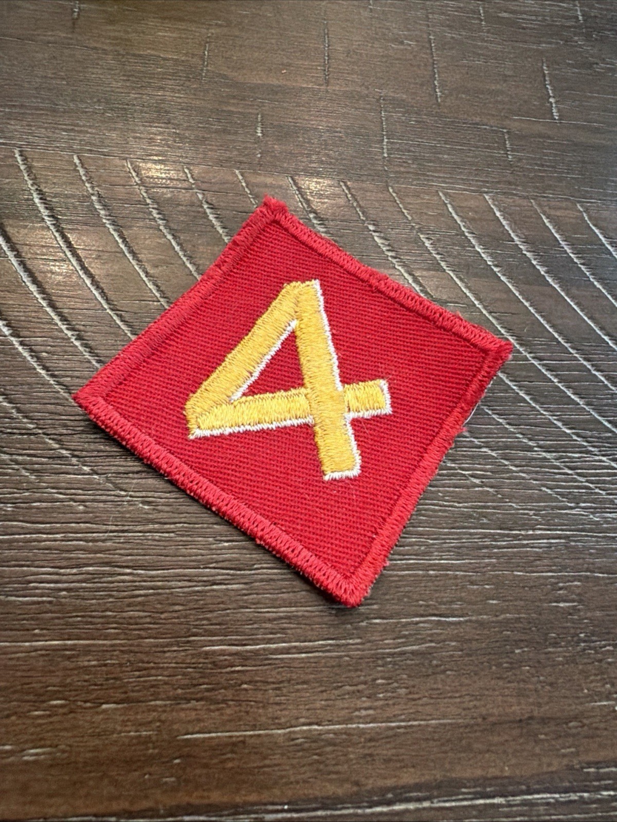 US Army 4thMARINE Division Patch Red Yellow 3 Inch Diamond