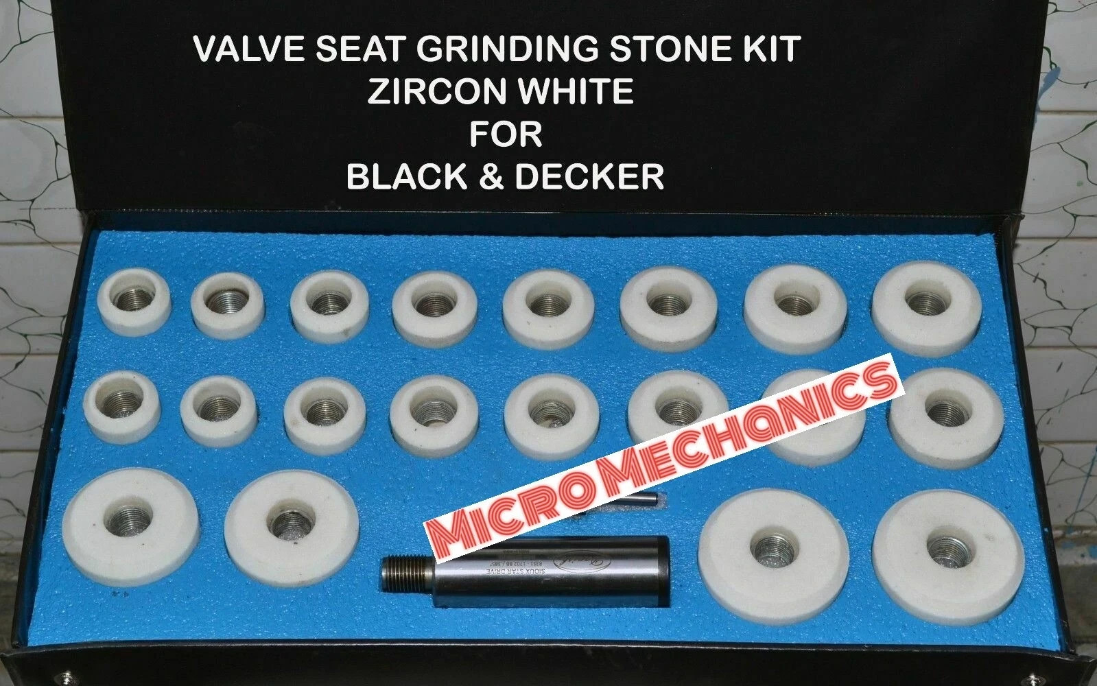 BLACK & DECKER ZIRCON WHITE VALVE SEAT GRINDER STONE 20 PCS KIT WITH HOLDER