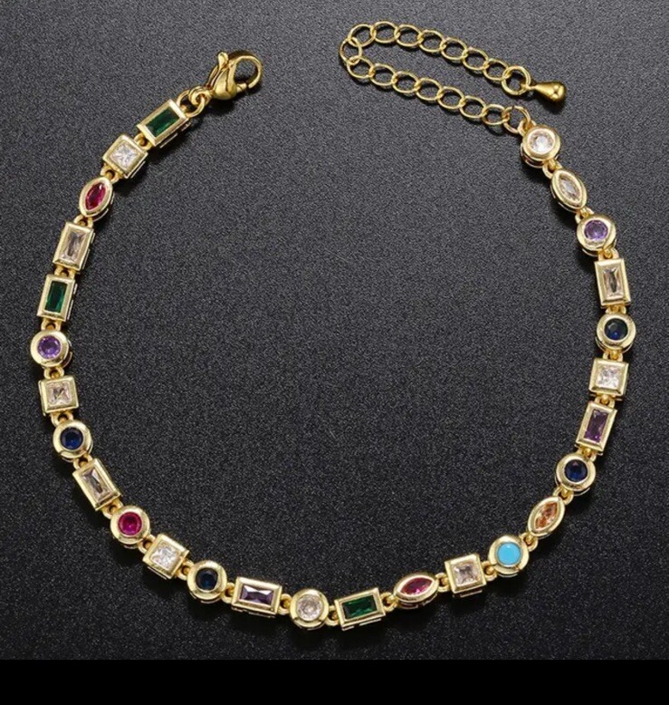 Golden Bracelet Vintage Style Bracelet Gold Dainty Elegant Rhinestone Chain