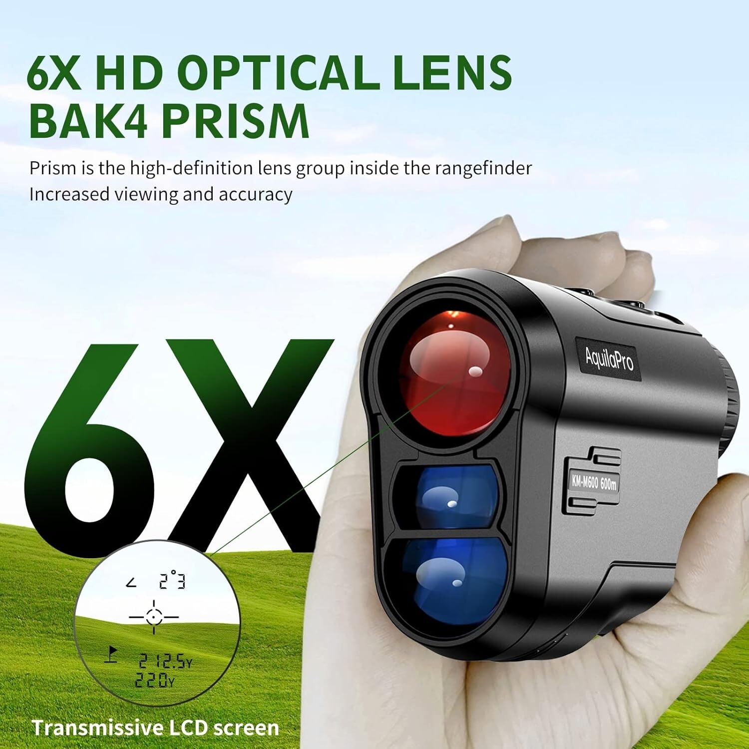 Golf Rangefinder with Slope and Flagpole Lock Vibration,Slope Switch,650 yards