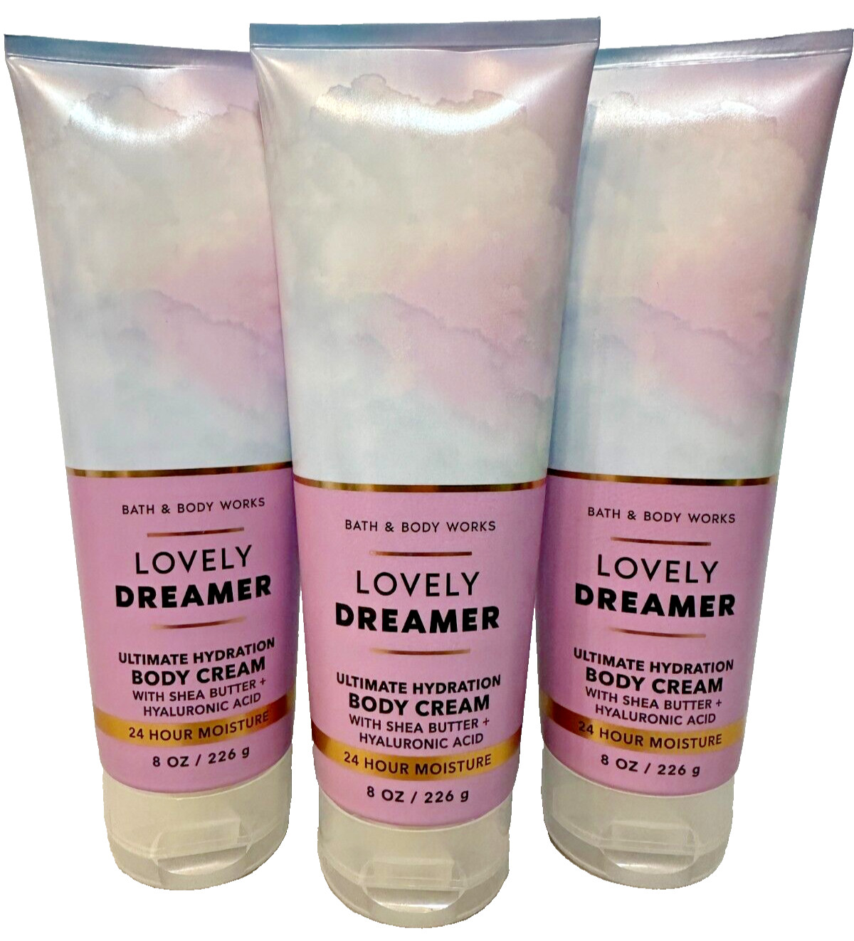 NEW Bath & Body Works LOT of 3 Tubes Lovely Dreamer Body Cream Lotion 8 oz