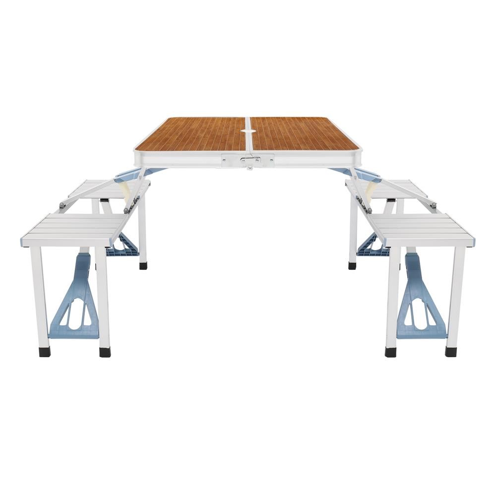 Portable Folding Picnic Table, Camping 4 Seats Set, Aluminum with Umbrella Hole